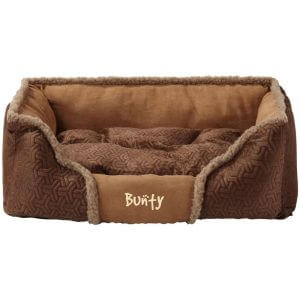 Bunty Kensington Dog Bed Soft Washable Fleece Fur Cushion Warm Luxury Pet Basket, Brown / Medium