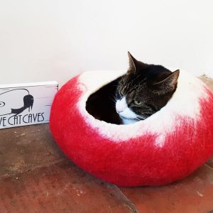 Cat Bed Cave Nap Cocoon Felted Wool With Free Ball Christmas Cat Bed