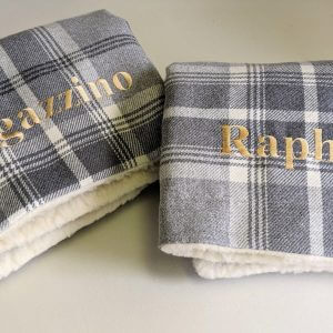 Grey Tartan Personalised Soft & Cosy Dog Blankets - Fleece Double Sided Baby, Home From Designed For Dogs Washable Puppy Blanket