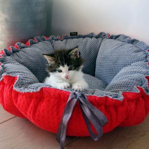 Handmade Red & Grey 80cm Pet Cat Dog Puppy Basket Cushion Bed Sofa Mattress UK