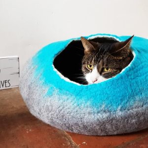 Larger Size Cat Bed Cave Cocoon House Felted Wool - Free Ball Etsy UK