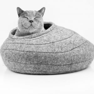 New High Quality Cocoon Cat House From Natural Wool, Felted Bed Handmade in Europe