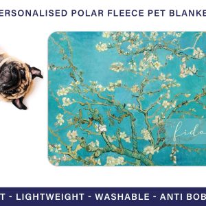 Personalised Dog Blanket Van Gogh Almond Blossoms, Fleece Blanket, Cat, Pet, Custom, Soft, Anti-Pil, Anti Bobble, Polar - 0109