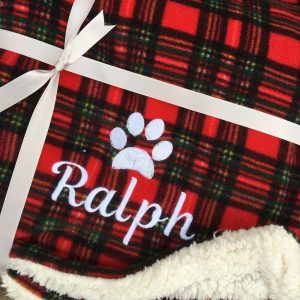 Tartan Personalised Dog Blanket - Snuggly Fleece Reversible New Puppy Gift