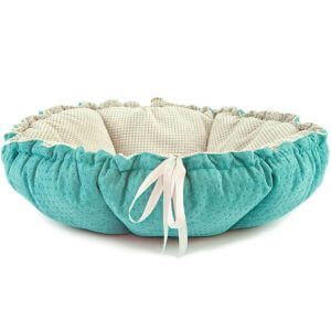 Turquoise & Beige 80cm Handmade Pet Cat Dog Puppy Basket Cushion Bed Sofa Mattress UK