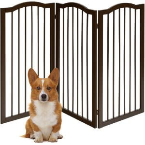 3 Panels Folding Pet Dog Gate Fence Child Safety Barrier Freestanding Pine Wood