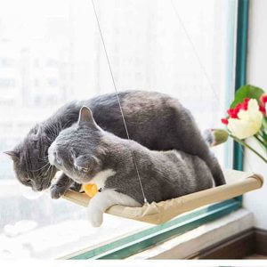 All Around 360° Sunbath and Lower Support Safety Iron Cat Window Perch, Cat Hammock Window Seat for Any Cats