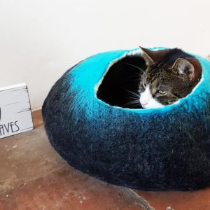 Cat Bed Cave House Felted Wool With Free Ball - Medium Or Small