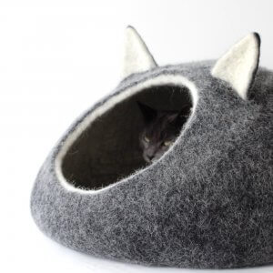 Cat Cave With Ears. Wool Cat House. Gift For Pets