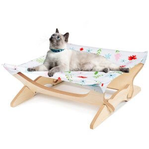 Cat Hammock Bed Elevated Pet Bed Breathable Detachable Cat Bed for Rabbit Cat Kitten Puppy,model:Multicolor Flowers pattern
