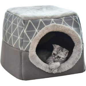 Cat Hole Cat House Cat Bed Pet Nest Sleeping Bag 2 in 1 Foldable Hug Cave Space Capsule Cat Homemade Villa Closed Chenil, Gray XL