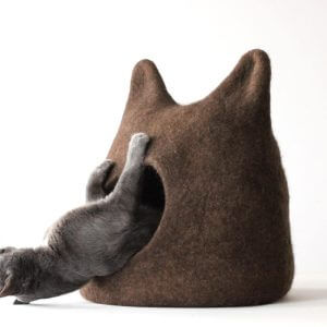Coffee Brown Cat Bed. Wool Cave. Gift For Cat. House