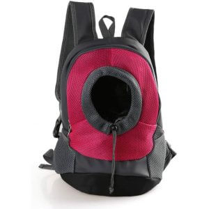 Dog Carrier Bags Backpack, Adjustable Mesh Pet Bag Head Out Dogs Cats Backpacks, Pet Outdoor Carrier Bag For Dogs And Cats Large Size Rose Red, S