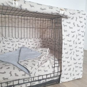 Dog Crate Cover, Bumper, Bed - Made To Measure Three Piece Set