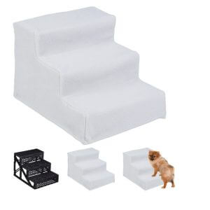 Dog Stairs, 3 Steps, Large & Small Pets, Access Ramp, Climbing Aid Couch, Cover, 30x35x45 cm, Various Colours - Relaxdays