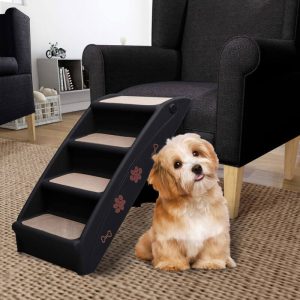 Folding Dog Stairs Black 62x40x49.5 cm