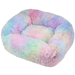 Furry Plush Pet Bed Quilted Blanket Sleeping Bag Cuddle Cushion Bed Comfy Pet Nest for Small Medium Cat-Kitten Puppy,model:Multicolor XS