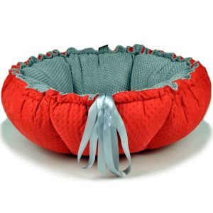Handmade Red & Grey 65cm Pet Cat Dog Puppy Basket Cushion Bed Sofa Mattress UK