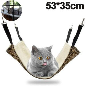 Hanging Cat Hammock, Pet Hammock for Cage, Adjustable Cat Bed Two Sides Comfortable/Waterproof Resting Sleepy Pad for Cats Small Dogs Rabbits or
