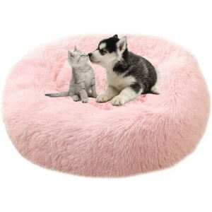 LangRay Dog Basket Round Cat Basket Fluffy Pet Bed Cushion Soft and Comfortable, Warm, Waterproof, Non-slip and Washable Dog Cushion Suitable for