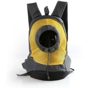 LangRay Dog Carrier Bags Backpack, Adjustable Mesh Pet Bag Head Out Dogs Cats Backpacks, Pet Outdoor Carrier Bag For Dogs And Cats Large Size Yellow,