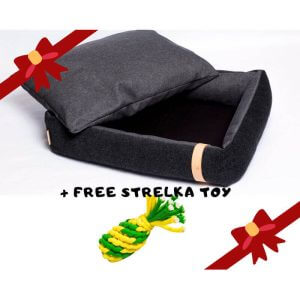Nuf Nuf Dog Bed BOBBIE Dark Grey Basic + Free Strelka Toy (MEDIUM)