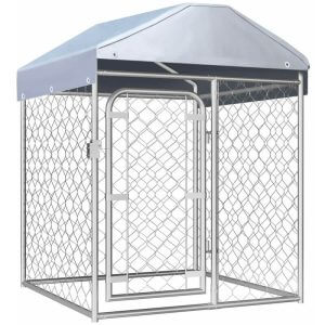 Outdoor Dog Kennel with Roof 100x100x125 cm - Silver
