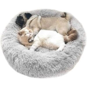 Perle Raregb - Bed For Plush Plush Round Gray Light Shopping Cart Round Nest of Companion Animal Nest Plush Thick For Cats And Dogs For Deep Sleep
