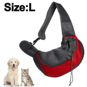 Pet Sling Carrier ,Small Dog Cat Sling Pet Carrier Bag Safe Reversible Comfortable Machine Washable Adjustable Pouch Single Shoulder, L, red