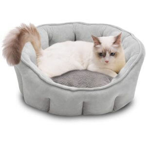 Round Cat Bed Pet Bed 18in Small Washable Dog Bed for Puppy and Kitties with Slip-Resistant Bottom,model:Grey