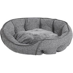 Round Pet Bed 60 x 50 cm Linen Dog Cat Soft Animal Cot Grey Candir