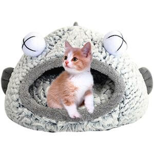 Soft Cat Kitten Bed Small Dog Beds Comfortable Pet Bed Puppy Cushion Kennel Portable Warm Pet Basket Supplies Washable,model:Grey S