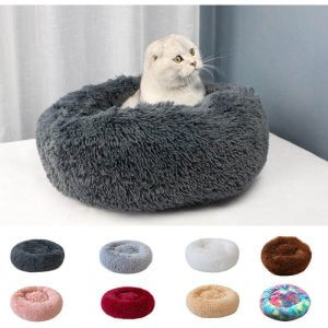Soft Plush Round Pet Bed Cat Soft Bed Cat Bed, blue- diameter 60cm