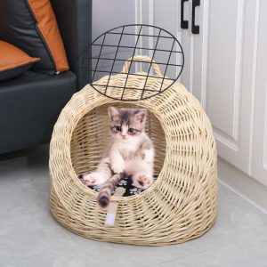 Thsinde - Transport cage for cats 44x35x35 cm Natural willow