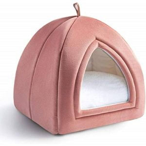 Zqyrlar - Pink Cat Kennel 35x35x38cm - 2 in 1 Cat Basket with Domes - Removable Cushion for Cat or Small Dog - Tent / Bed / Foldable House for Pets