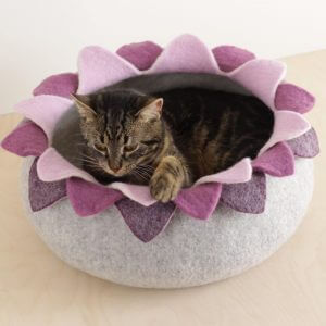 Cat Bed/Cat House/Cat Cave/Purple Lotus Felted Cat Bed