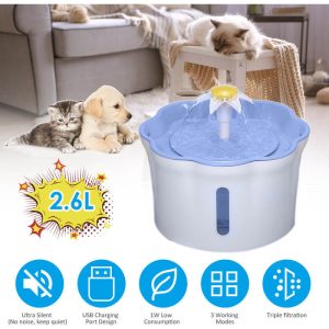 2.6L Automatic Pet Water Fountain Drinking Bottle with Triple 3 Adjustable Flow Setting for Cats Dogs Pet