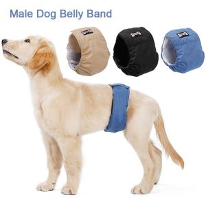 Asupermall - 3Pcs Washable Male Dog Belly Band Wrap Waterproof Pet Diaper Toilet Training Dog Physiological Pant