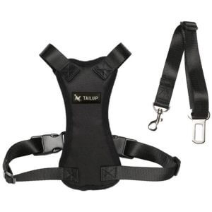 Asupermall - Pet Vehicle Safety Vest Adjustable Soft Padded Mesh Car S-eat Belt Leash with Travel Belt and Carabiner for Most C-ars,model:Black L