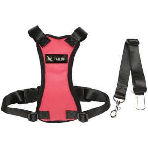 Asupermall - Pet Vehicle Safety Vest Adjustable Soft Padded Mesh Car S-eat Belt Leash with Travel Belt and Carabiner for Most C-ars,model:Red XL