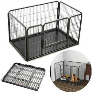 Day Plus - Dog Pen Dog Playpen, Small RV Dog Fence Outdoor, Playpens Exercise Pen for Dogs Pets, Metal, Protect Design Poles, Foldable Barrier with