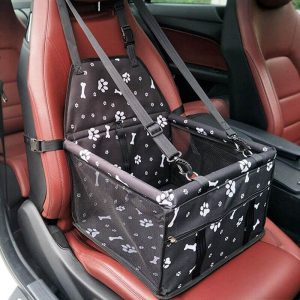 Dog Booster Car Seat, Pet Carrier Cover with Seat Belt - Waterproof Bag, Dog & Cat Car Cushion Mat (Black)