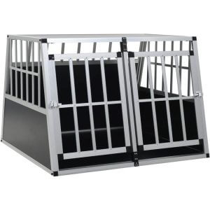 Dog Cage with Double Door 94x88x69 cm - Silver
