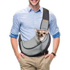 Dog Carrier Bag Adjustable Puppy Cat Shoulder Bag Small Pet Travel Bag Dog Handbag with Breathable Mesh Pouch Portable Dog Satchel for Outdoor
