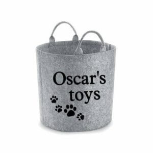 Dog Toy Basket, Pet Storage, Puppy Toys, Personalised Gift, Dog Bin, Paw Print, Lover Storage Dig Mom Light Grey