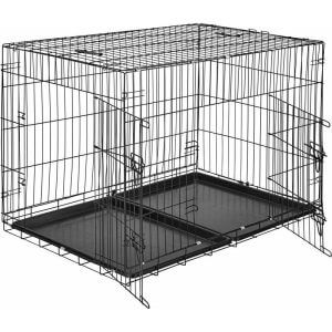 Dog crate collapsible - dog cage, pet carrier, puppy crate - 106 x 70 x 76 cm - black