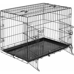 Dog crate collapsible - dog cage, pet carrier, puppy crate - 89 x 58 x 65 cm - black