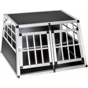Dog crate double - dog cage, puppy crate, dog travel crate - 89 x 69 x 50 cm - black