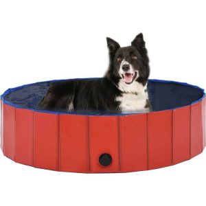 Foldable Dog Swimming Pool Red 120x30 cm PVC VD07335 - Hommoo