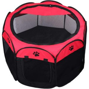 Foldable Pet Tent, Fishnet Homemade 8 Ppneaux, Dog Puppy Poor Chenl, Cat and Rabbit (Red, S)